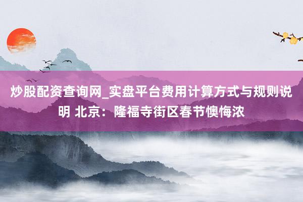 炒股配资查询网_实盘平台费用计算方式与规则说明 北京：隆福寺街区春节懊悔浓