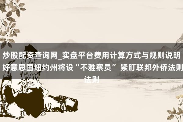 炒股配资查询网_实盘平台费用计算方式与规则说明 好意思国纽约州将设“不雅察员” 紧盯联邦外侨法则