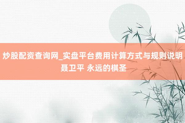 炒股配资查询网_实盘平台费用计算方式与规则说明 聂卫平 永远的棋圣