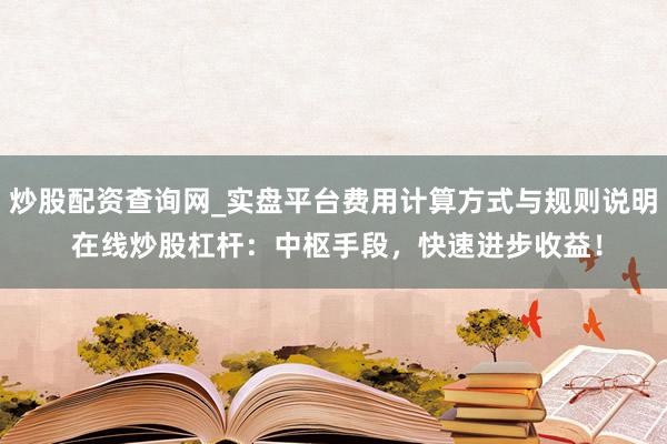 炒股配资查询网_实盘平台费用计算方式与规则说明 在线炒股杠杆：中枢手段，快速进步收益！