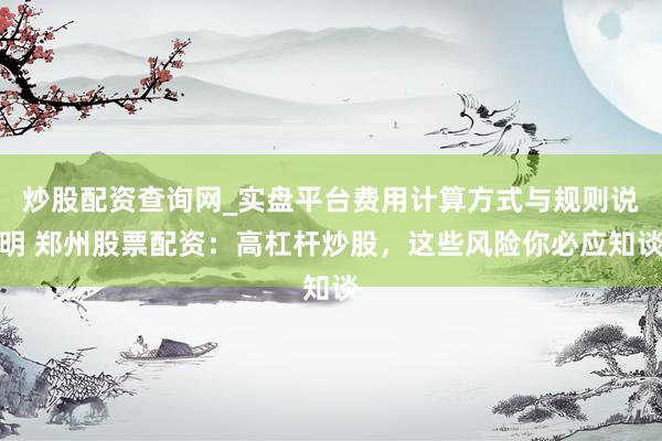 炒股配资查询网_实盘平台费用计算方式与规则说明 郑州股票配资：高杠杆炒股，这些风险你必应知谈