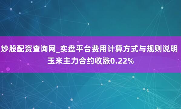 炒股配资查询网_实盘平台费用计算方式与规则说明 玉米主力合约收涨0.22%